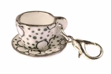 Coffee Cup Charm Pendant Miniblings Dots Dark Green