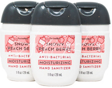 Bath  Body Works Snowy Peach Berry Pocketbac Hand Sanitizer Anti Bac Gel 3pc