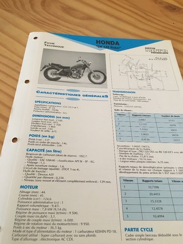 Fiche Technique Honda 125 Rebel