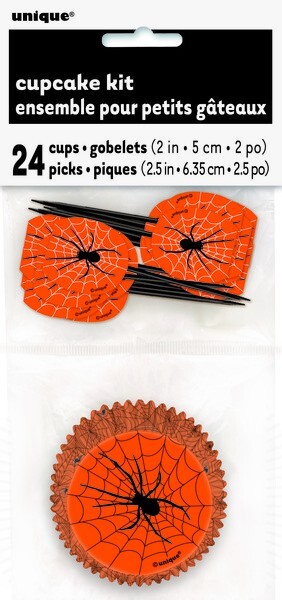 Halloween Spider Web Cupcake Orange Kit Pk 24