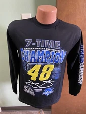 Jimmie Johnson #48 Nascar Men's Black Long Sleeve Shirt 7 Time Champion XL