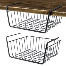 2 Pack Under Shelf Wire Storage Basket Hanging Bin Slides for Kitchen Pantry