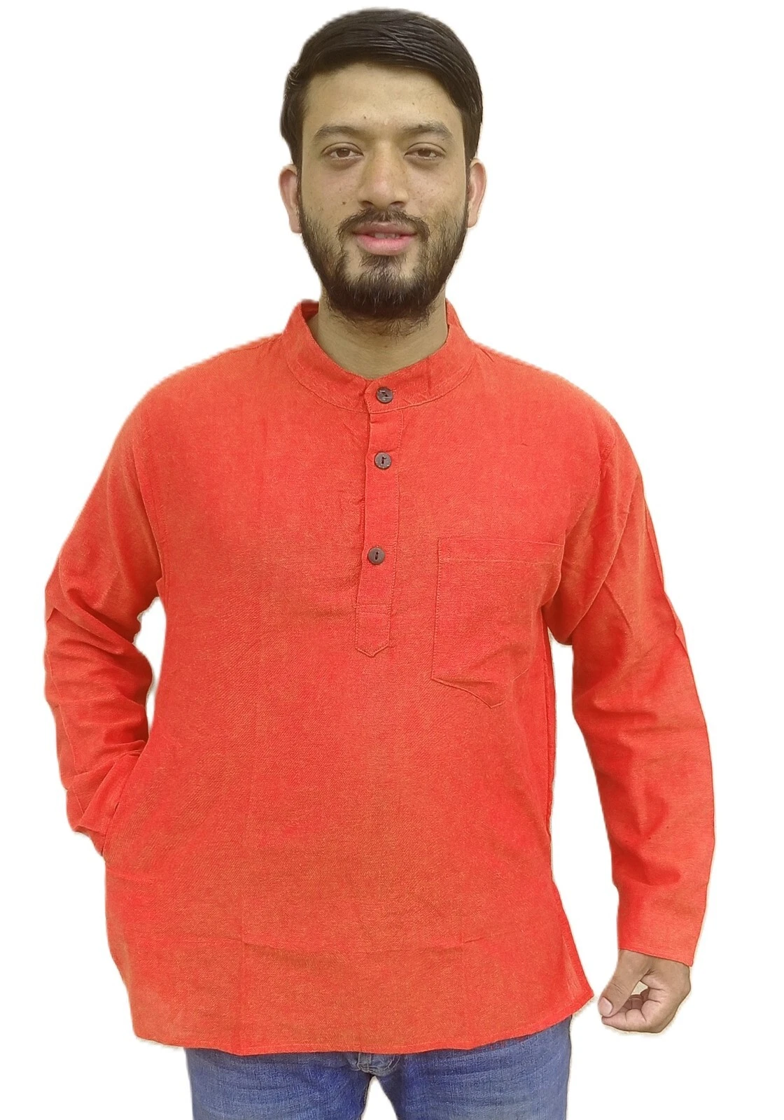 Scarlet Saffron Grandad Casual Collarless Full Sleeve Men's Kurta Shirt
Opens in a new window or tab