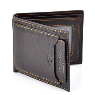 Men's Leather Bifold Wallet - Coffee Brown Credit Card Holder With ID Window