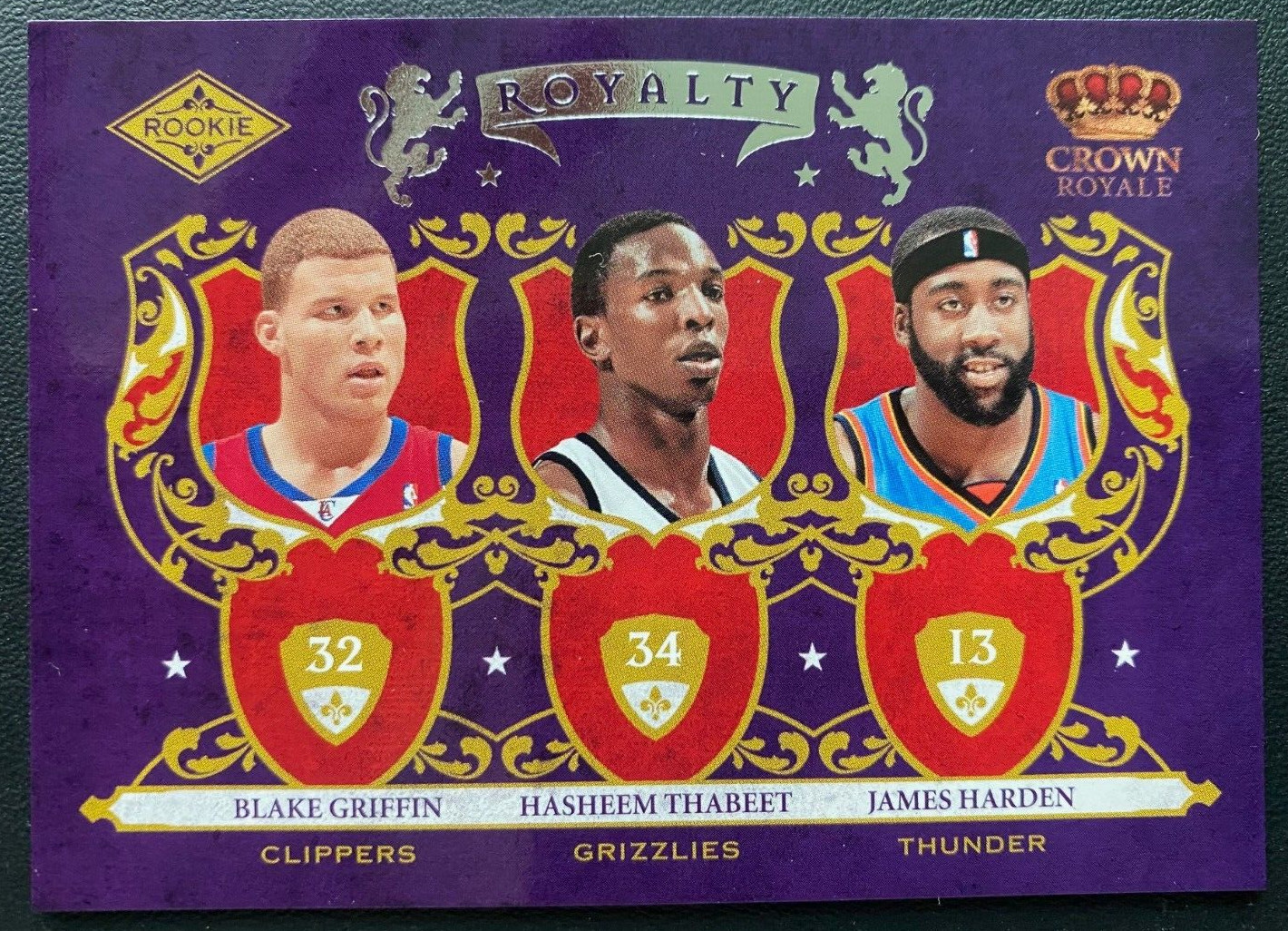 2009-10 Crown Royale Rookie Royalty JAMES HARDEN BLAKE GRIFFIN THABEET RC #7 OKC