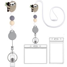 Teacher Lanyard Retractable Lanyards for ID Badges and Keys Cute Beaded Break...