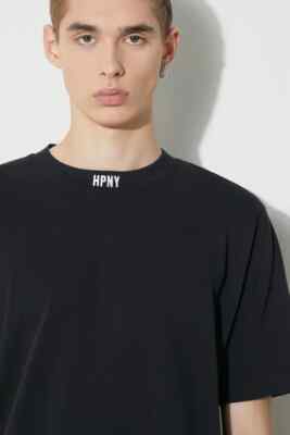 Heron Preston Logo HPNY T-Shirt | schwarz | Größe Medium/M | Bestickter Mock Hals HP