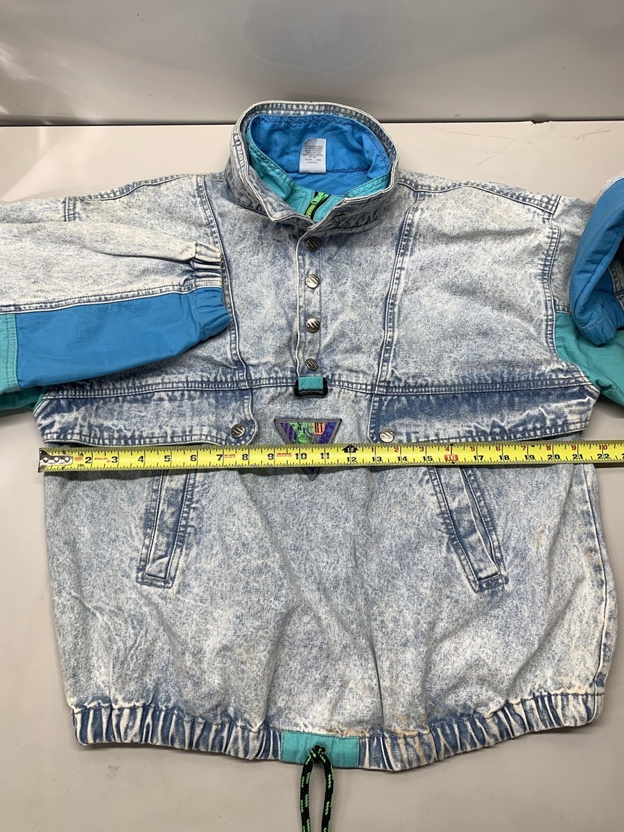 Vintage Levis Sport Multi Color Acid Wash Blue Denim Jacket