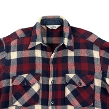 Vintage Woolrich Shirt Mens Large Wool Plaid Shacket Button 60s