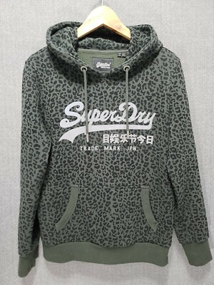 Superdry Womens Green Leopard Print Hoodie Size 10 B47