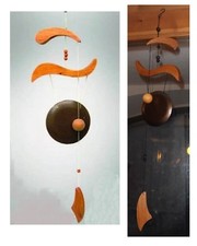 Campana a vento Gong Feng Shui metallo e legno pendente artigianato orientale