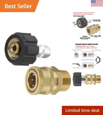 #ad Quick Connect Pressure Washer Adapter Set M22 15mm Female to M22 Male Fitting $17.09