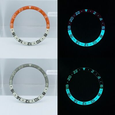 38mm Dark Orange/Grey Resin+Alloy Blue Lume Watch Bezel for SKX007 SKX011