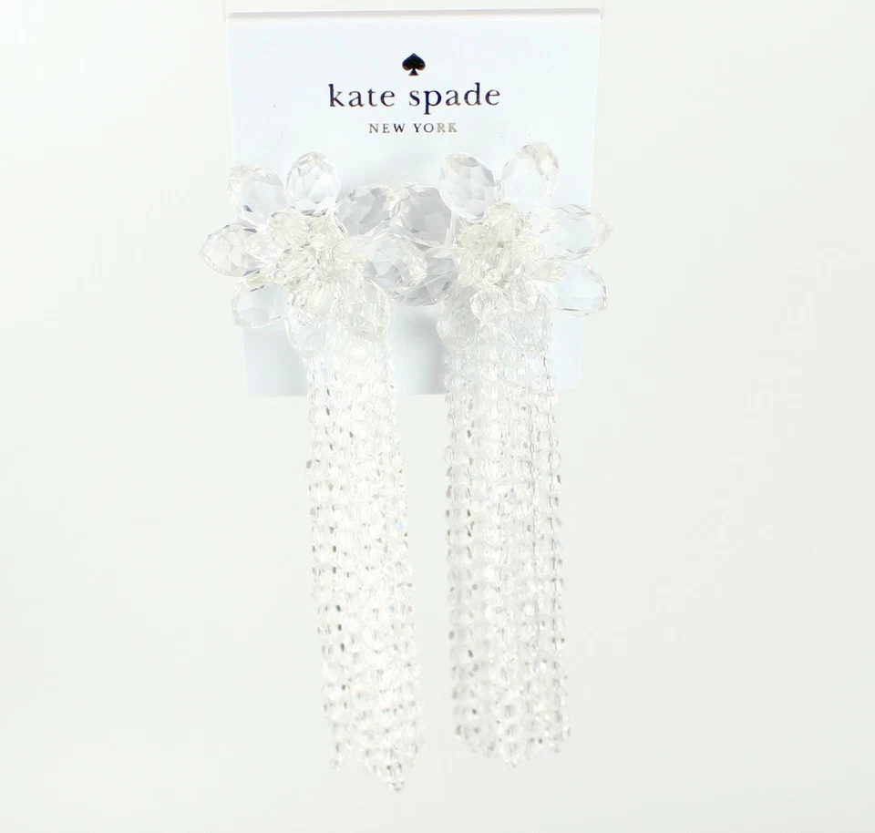 Brincos de borla declaração Kate Spade novo com etiquetas, transparente, uso diário para festa - Imagem 3 de 4