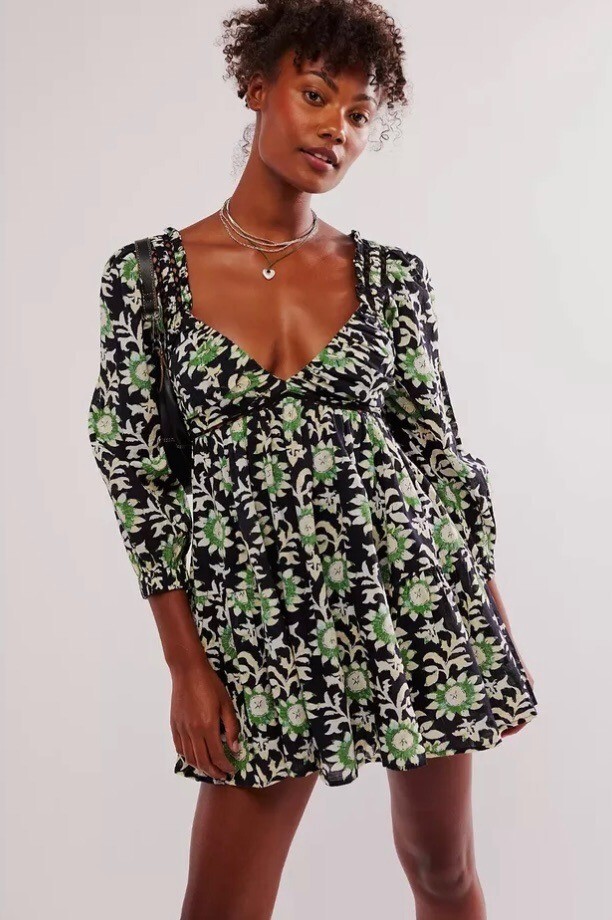 free people shayla mini dress green Sacha Boho Floral NWT S Ball