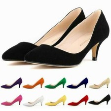 Women  s Mid Kitten Heel Office Slip On Pointy Toe Clubwear Dress Pump Shoes Lady