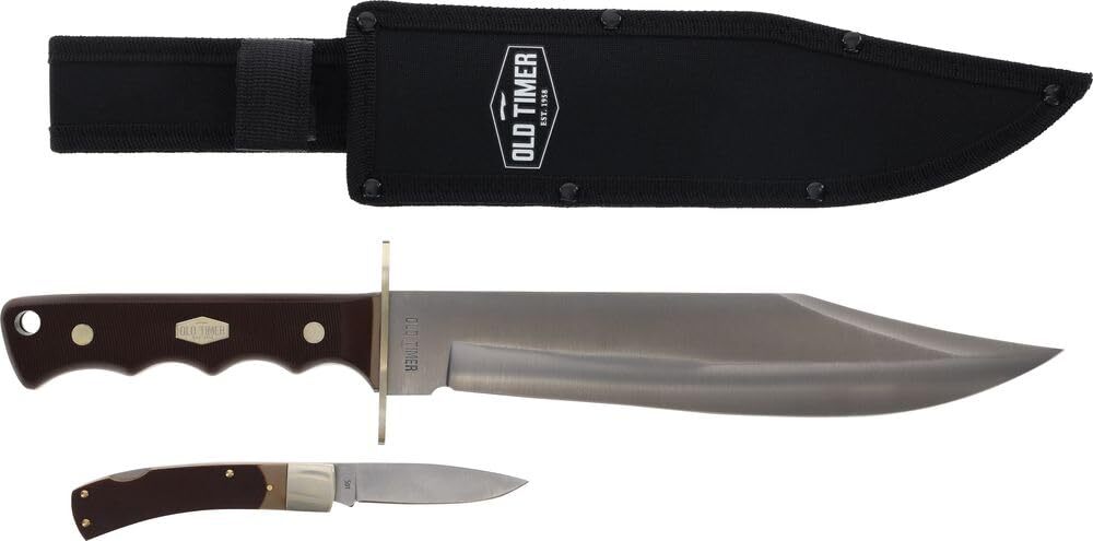 Old Timer Schrade 10 Inch Bowie w/Sheath & 2.8 inch Folder 1200625