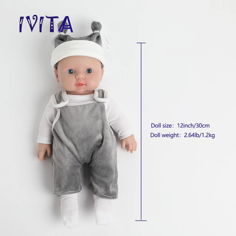 IVITA 12'' Handmade Newborn Lifelike Soft Silicone Reborn Baby Boy Dolls - Bild 3 von 4