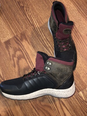 Timberland Men\'s Flyroam Trail Mid Leather boot in brown with red laces Timberland Men main image 4