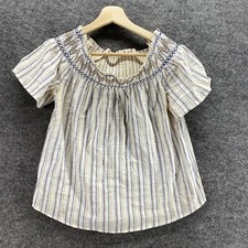 Unbranded Blouse Women M  Beige Striped Short...