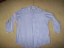 HENRY GERTHEL MEN'S STRIPED BUTTON FRONT LONG SLEEVE SHIRT SIZE 16 1/2