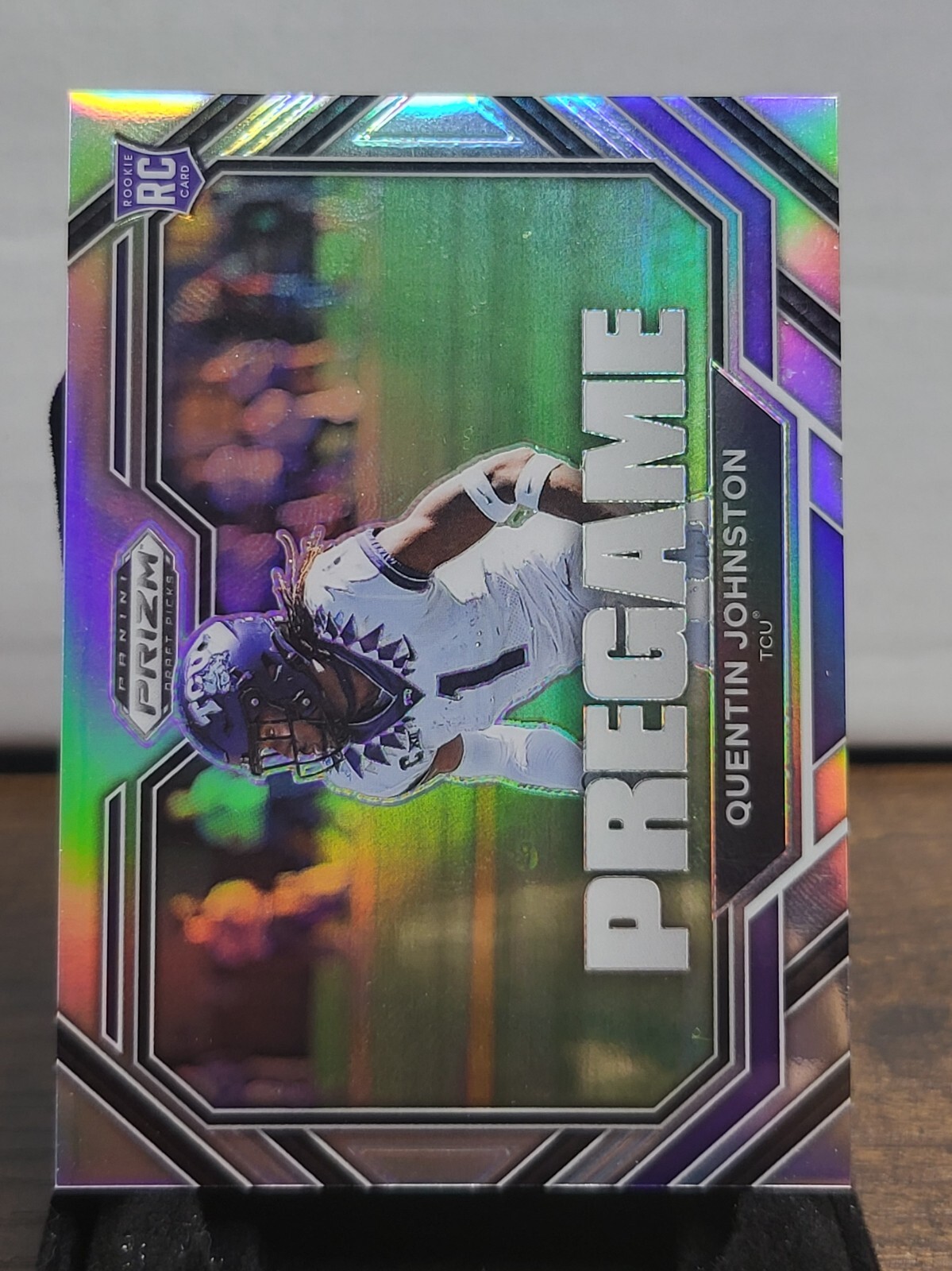 2023 Prizm Draft Picks Quentin Johnston Pregame Silver Prizm RC Chargers TCU
