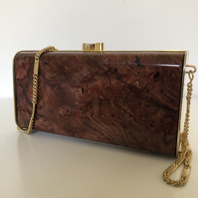 Vintage Artbag Creations Madison New York Box Handtasche Kunstholz Hartschale