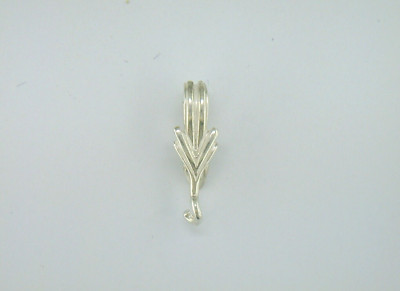 Fancy V Grooved Dangle Enhancer Bail Hinged Sterling Silver