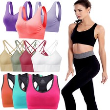 3 Packs Women Padded Sports Bras Yoga Gym Running Fitness Push up Bra Female Top