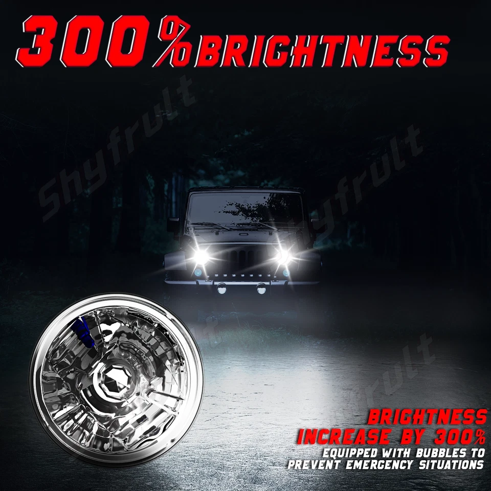 Pair 7"inch LED Headlights Hi/Lo Beam 6000k White For Pontiac Firebird 1970-1976 - Image 4 of 4