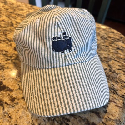 NWT American Needle Masters Golf Baseball Hat Green White Seersucker Stripes