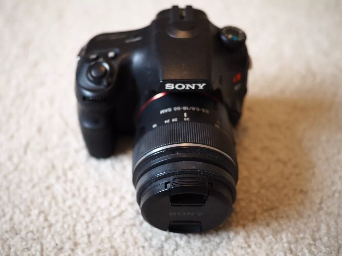 Sony a57 Camera + 3 lenses, charger, 2 batteries, and camera bag
