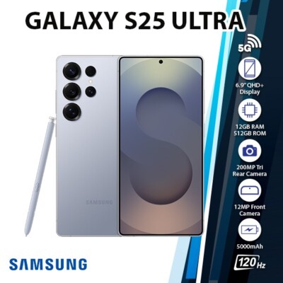 Samsung Galaxy S25 Ultra 5G Android Cell Phone (Blue/12GB+512GB/Dual SIM)