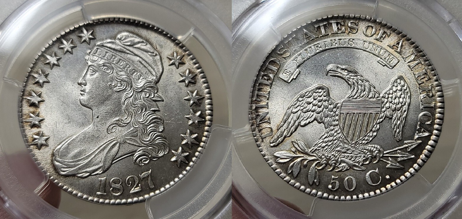 1827 50C Square Base 2 MS63 PCGS