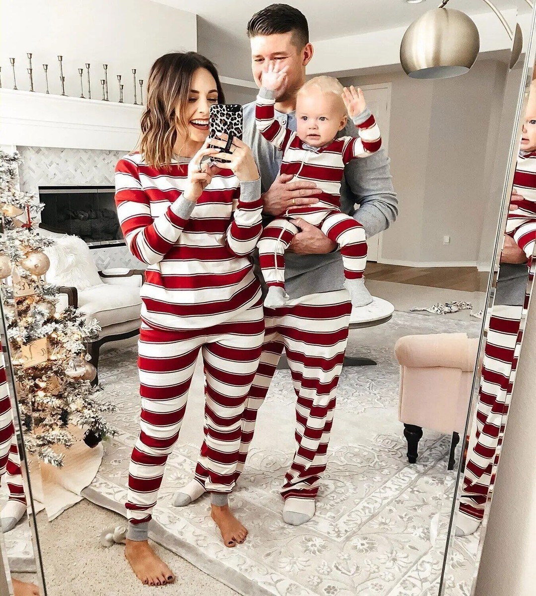 Matching Christmas Pyjamas Mum Dad And Son Matching Pjs