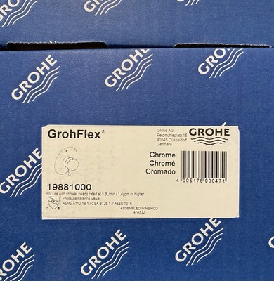 Grohe 19880000 GrohFlex Single Function Pressure Balance Valve and Trim - Chrome