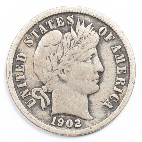 1902 Silver Barber Dime Very Fine (VF)