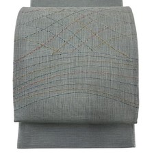 JAPANESE KIMONO BELT FUKURO OBI PURE SILK GRAY GREEN FF1257