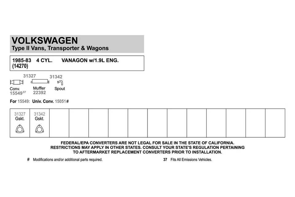 For Volkswagen Vanagon 83-85 Exhaust Muffler Quiet-Flow Stainless Steel Round Foto 3 de 4