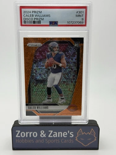 Caleb Williams 2024 Panini Prizm #301  Orange Disco Prizm Rookie RC PSA 9 Mint