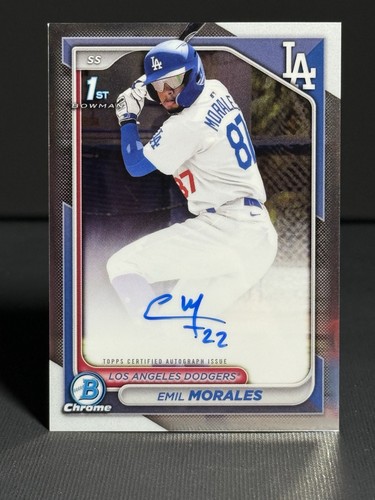 2024 Bowman Chrome Emil Morales 1st Bowman Chrome Prospect On Card Auto - Picture 1 of 2