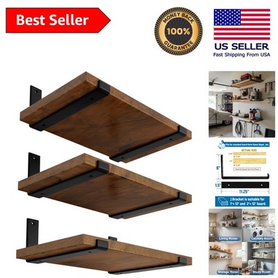 6-Pack 12-Inch Shelf Brackets - Heavy Duty Carbon Steel for DIY Floating Shelves