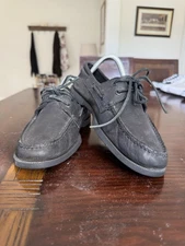 SPERRY Top-Sider Men's 8.5 Leather Boat Shoe Moc Toe Blackout Nautical Classic