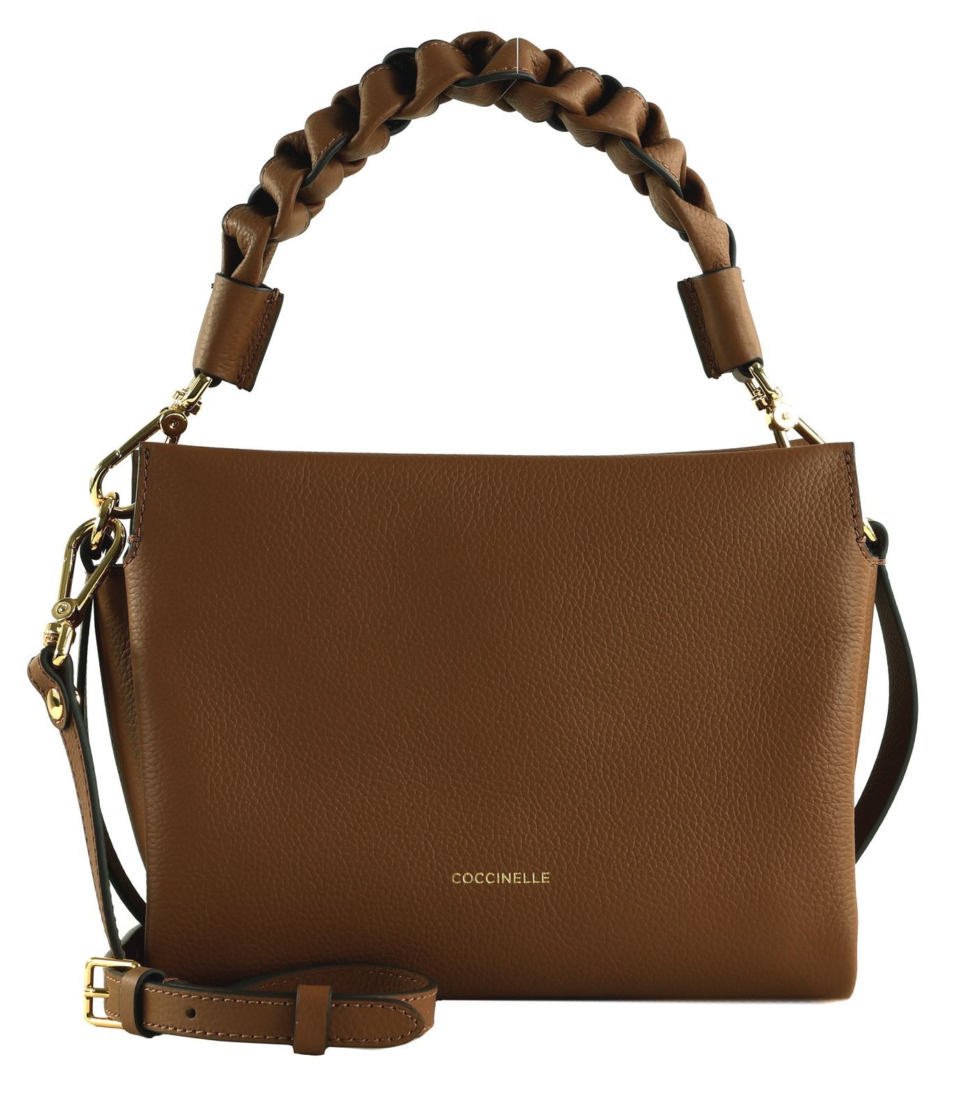 COCCINELLE Crossbody Double Grainy Leather Cognac / Noir