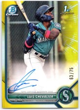 2022 Bowman Chrome 1st Auto Yellow Refractor CPA-LC Luis Chevalier 63/75