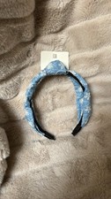 NEW  Blue Floral Headband Hair Accessory White Flowers