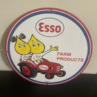 VINTAGE ESSO LEMON HEAD GASOLINE OIL PORCELAIN SIGN