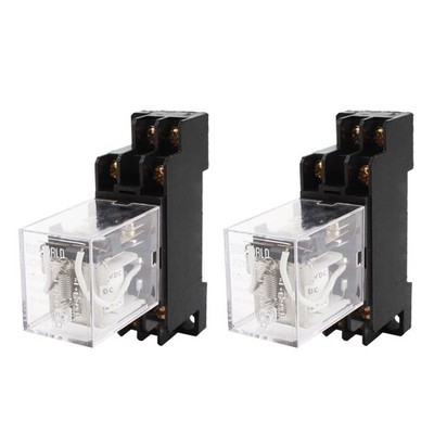 2pcs JQX-13F DC 12V Coil Voltage DPDT 8 Terminals 35mm DIN Rail Power Relay