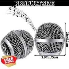 Silver Mic Head Mesh Windscreen Foam for Shure SM58 2-Pack