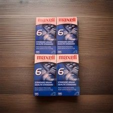 4 Pack Maxwell Video Cassette Tapes Standard Grade 6 Hours T-120 New Sealed